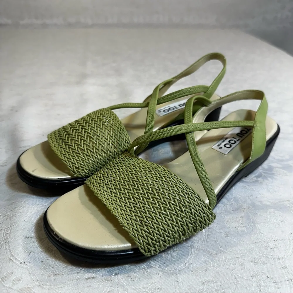 YOU TOO Y2K Strappy Woven Sandal Light Green – Size 7.5 - Picture 3 of 6